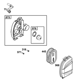 Air Cleaner Group Diagram and Parts List for 09P902-0018-H5 020000 - 09Z999 Briggs and Stratton Engine
